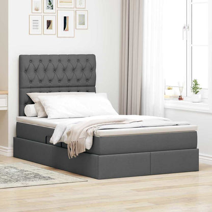 Opslag Bed Met Matras Polyester Donkergrijs 120 x 190 cm Geborduurd ontwerp