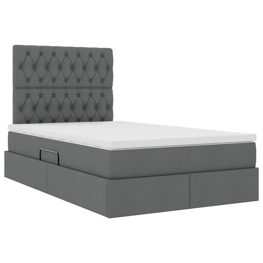 Opslag Bed Met Matras Polyester Donkergrijs 120 x 190 cm Geborduurd ontwerp