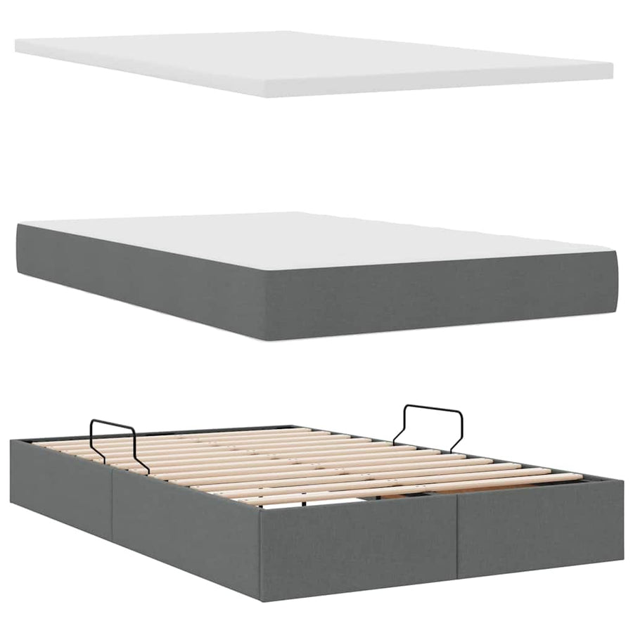 Opslag Bed Met Matras Polyester Donkergrijs 120 x 190 cm Geborduurd ontwerp