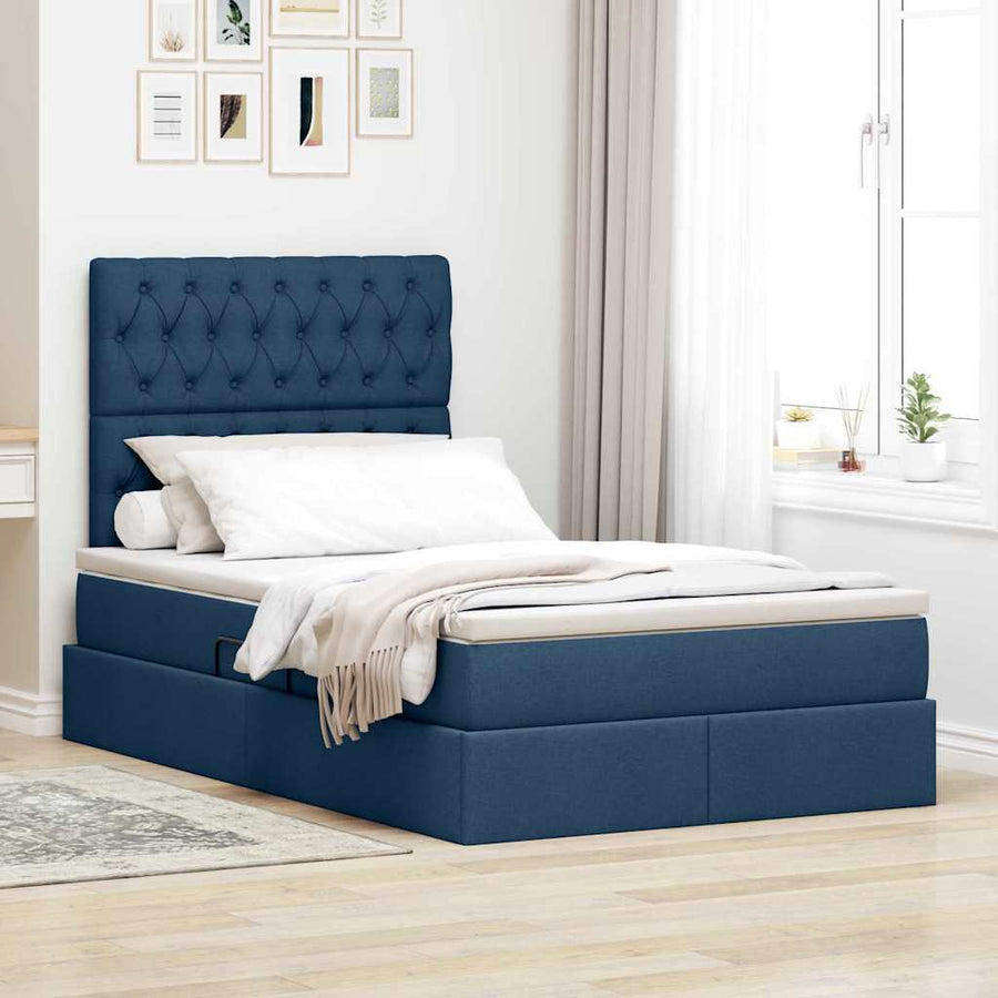 Opslag bed met matras met matras Blauw 120 x 190 cm Stof