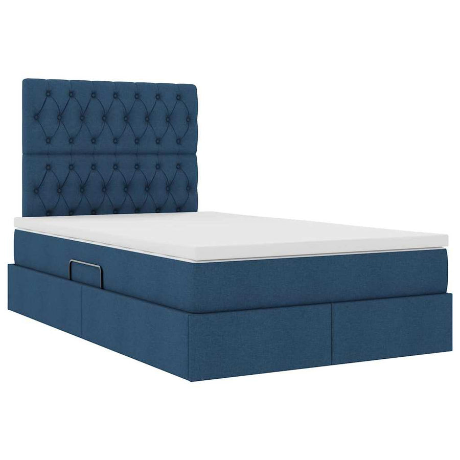 Opslag bed met matras met matras Blauw 120 x 190 cm Stof