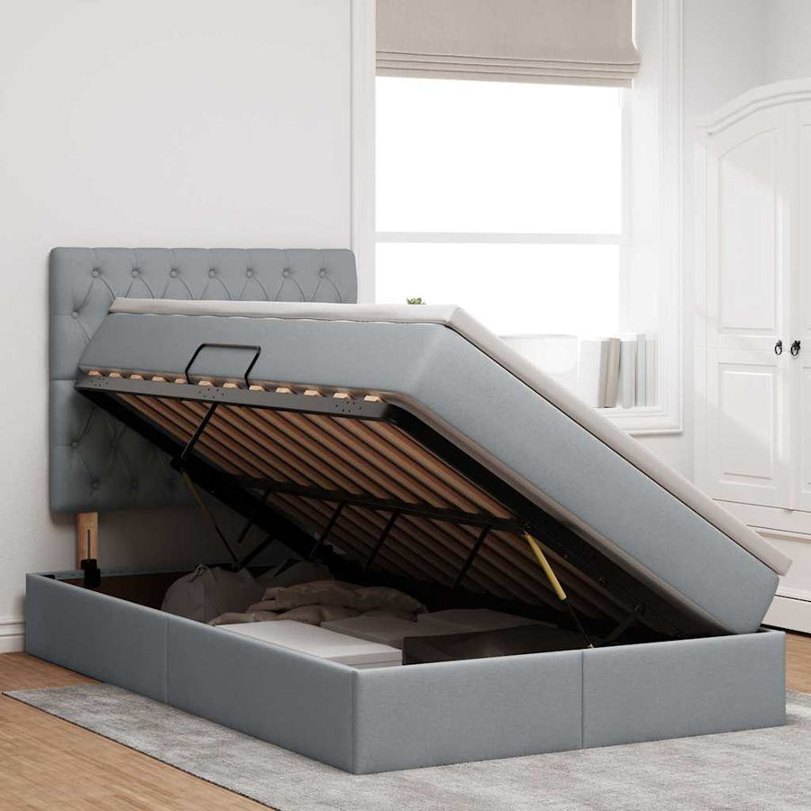 Opslag bed met matras Lichtgrijs 120 x 200 cm Nep Leer