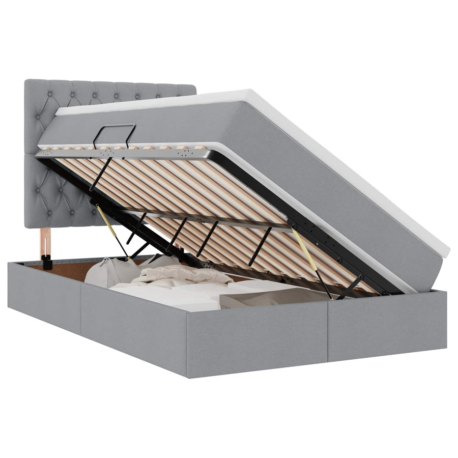 Opslag bed met matras Lichtgrijs 120 x 200 cm Nep Leer