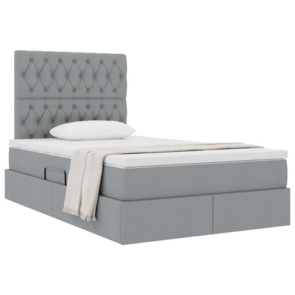 Opslag bed met matras Lichtgrijs 120 x 200 cm Nep Leer