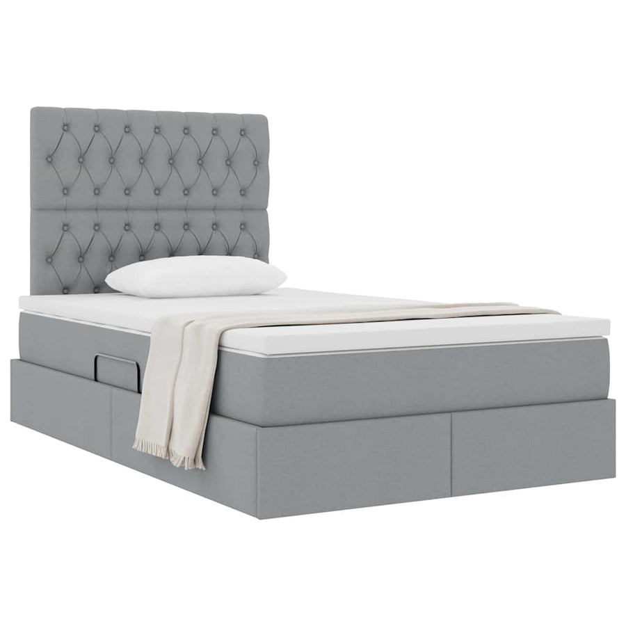 Opslag bed met matras Lichtgrijs 120 x 200 cm Nep Leer
