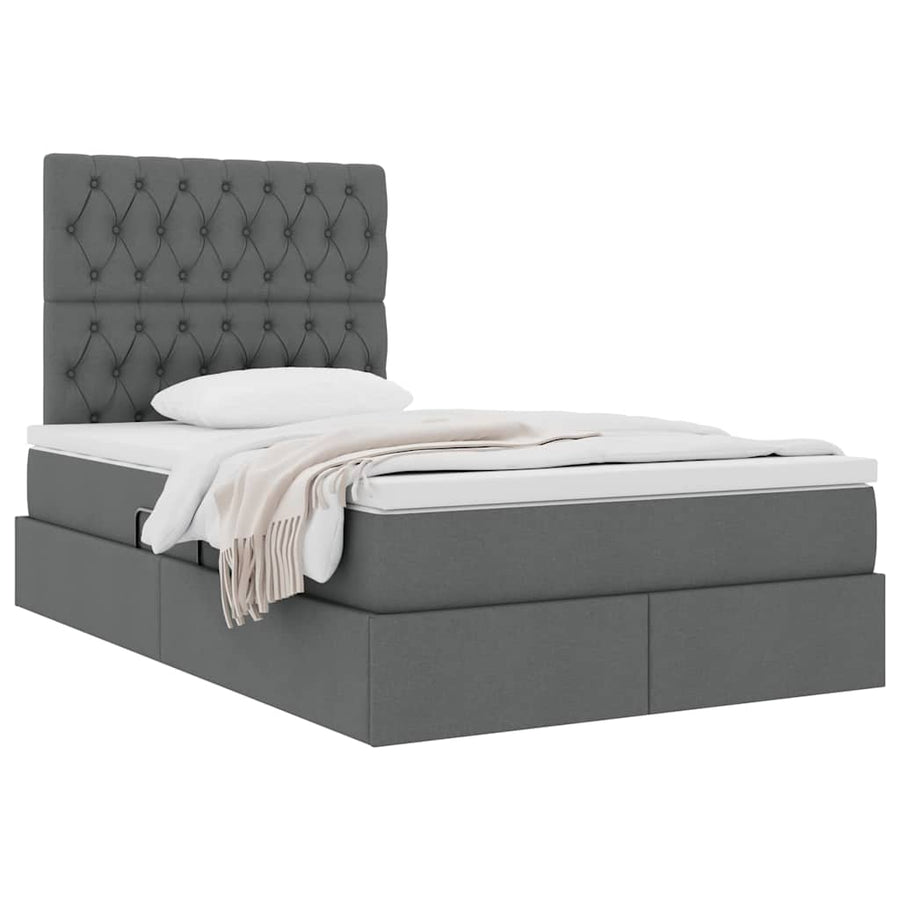 Opslag bed met matras Donkergrijs 120 x 200 cm Nep Leer