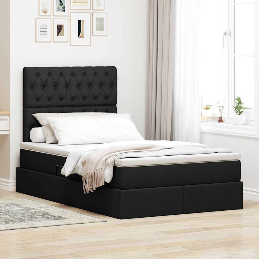 Opslag bed met matras met opslag Zwart 120 x 200 cm Nep Leer
