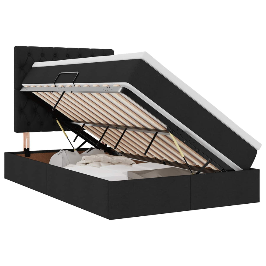 Opslag bed met matras met opslag Zwart 120 x 200 cm Nep Leer
