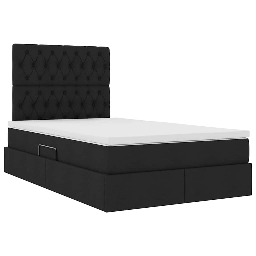 Opslag bed met matras met opslag Zwart 120 x 200 cm Nep Leer