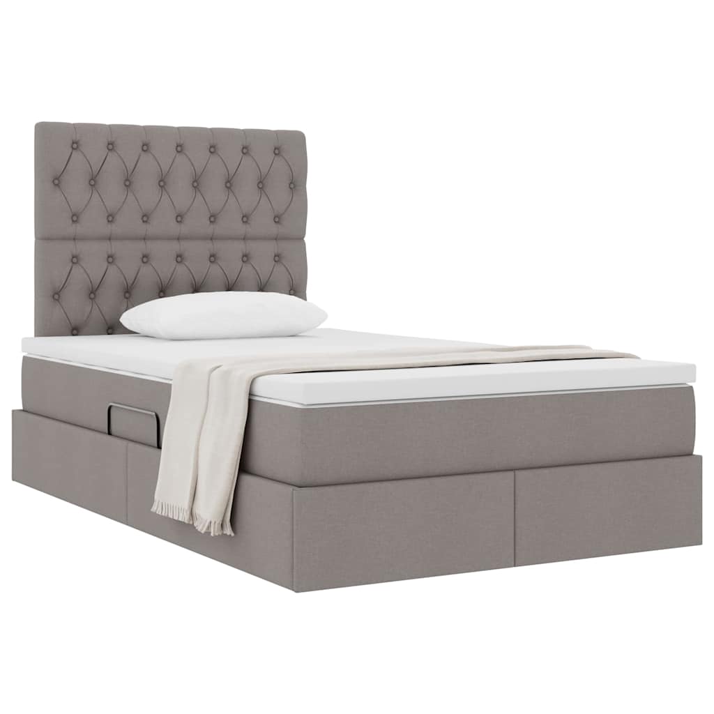 Opslag bed met matras met opslag Taupe 120 x 200 cm Nep Leer