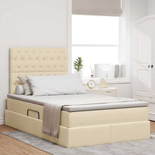 Opslag bed met matras met opslag Crème 120 x 200 cm Nep Leer