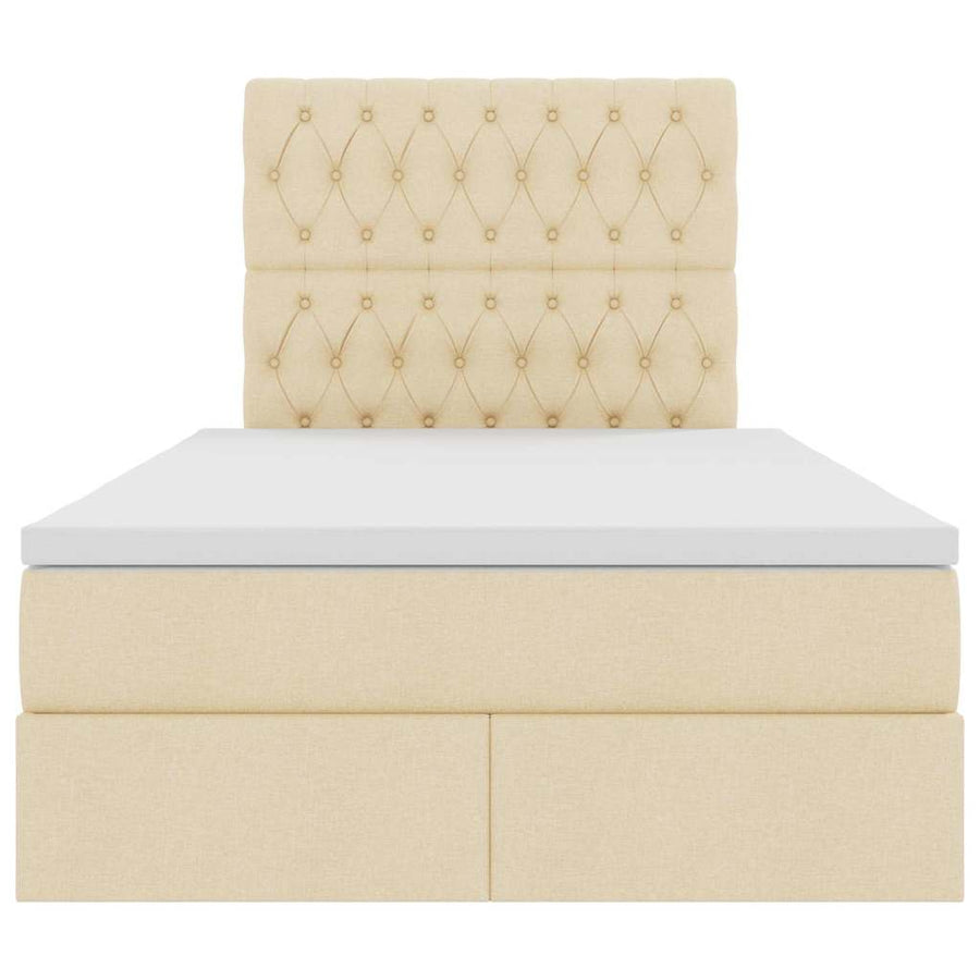 Opslag bed met matras met opslag Crème 120 x 200 cm Nep Leer