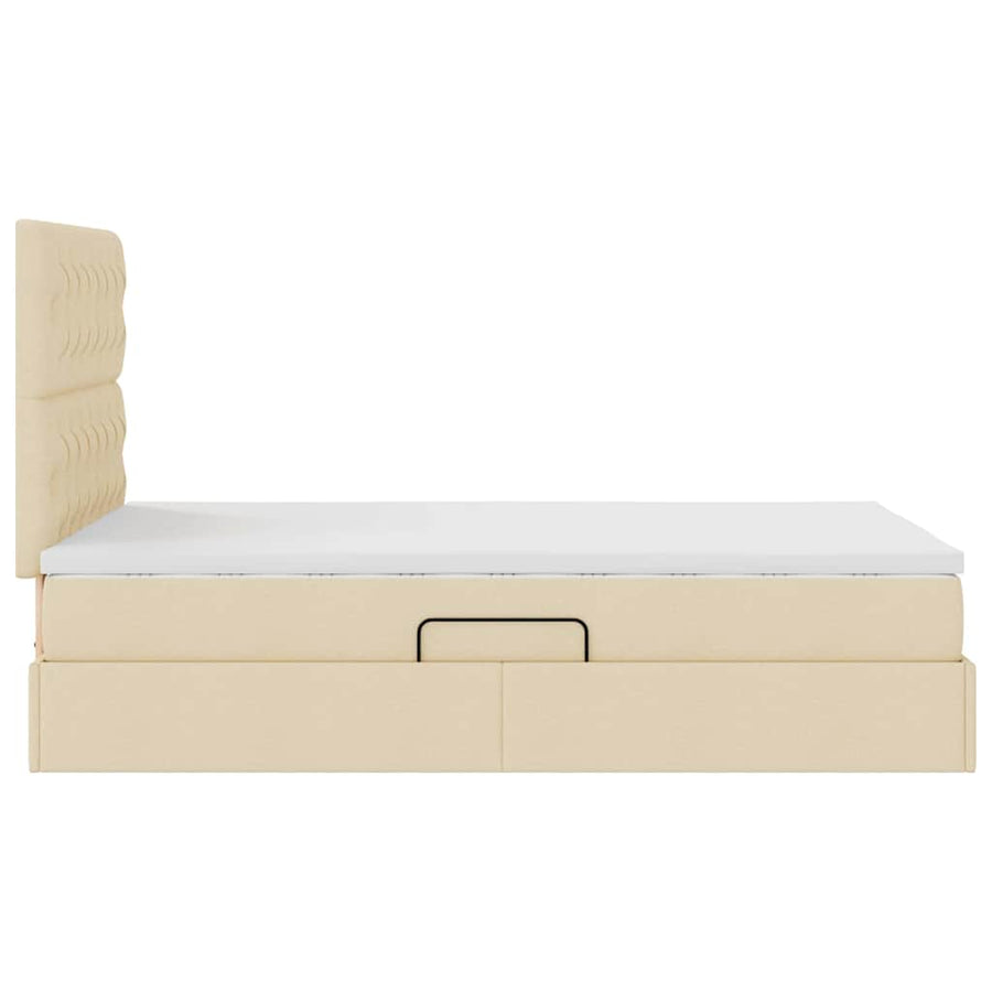 Opslag bed met matras met opslag Crème 120 x 200 cm Nep Leer