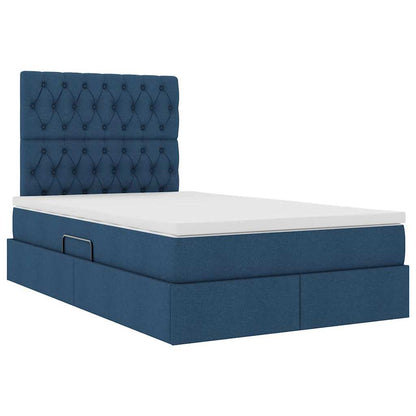 Opslag bed met matras met opslag Blauw 120 x 200 cm Nep Leer