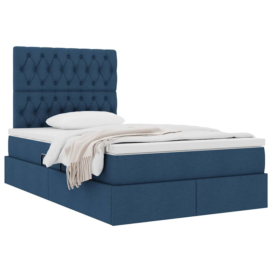 Opslag bed met matras met opslag Blauw 120 x 200 cm Nep Leer