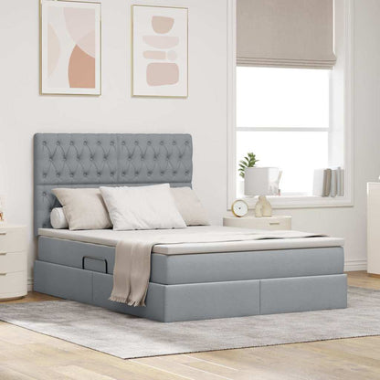 Opslag bed met matras Lichtgrijs 140 x 190 cm Nep Leer