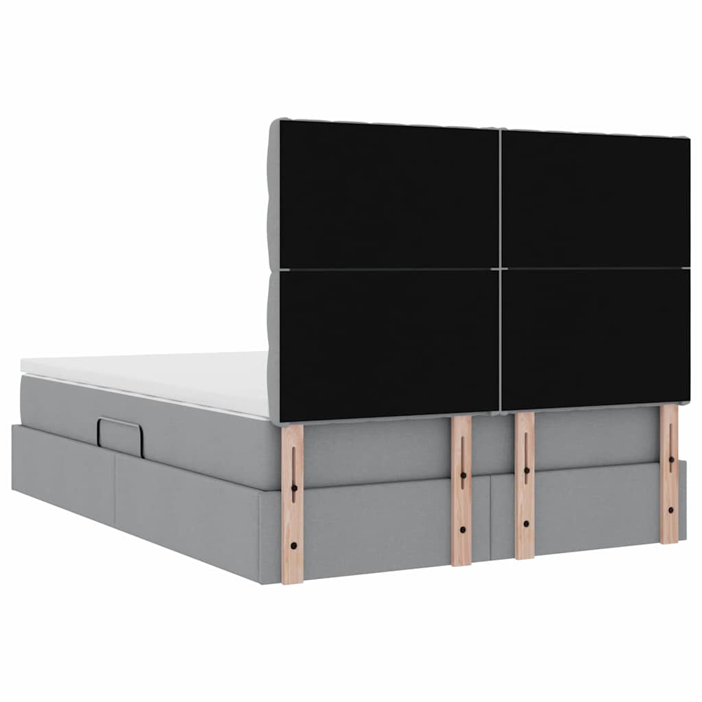 Opslag bed met matras Lichtgrijs 140 x 190 cm Nep Leer