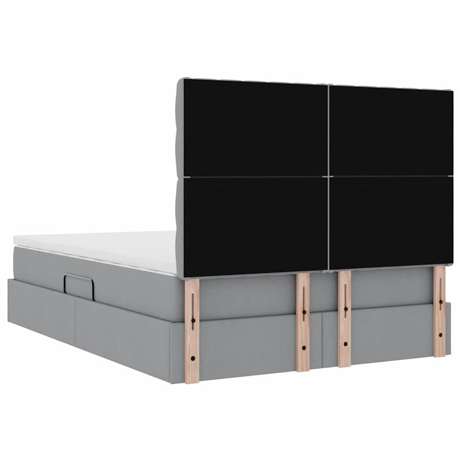 Opslag bed met matras Lichtgrijs 140 x 190 cm Nep Leer