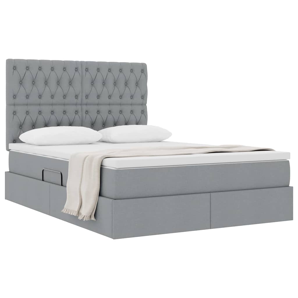 Opslag bed met matras Lichtgrijs 140 x 190 cm Nep Leer