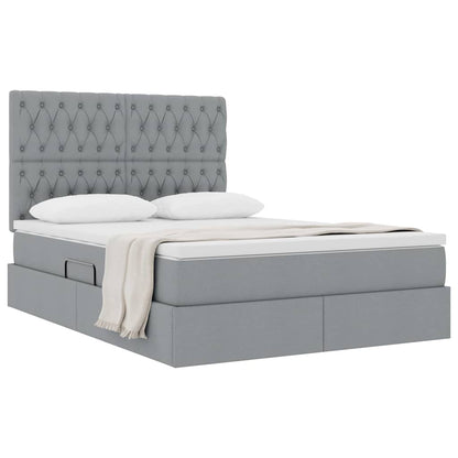 Opslag bed met matras Lichtgrijs 140 x 190 cm Nep Leer