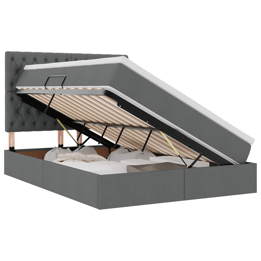 Opslag bed met matras Donkergrijs 140 x 190 cm Nep Leer