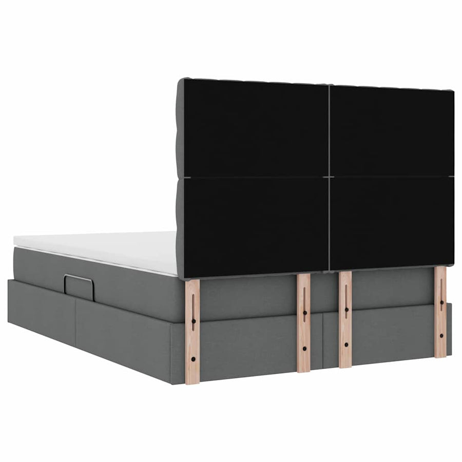 Opslag bed met matras Donkergrijs 140 x 190 cm Nep Leer
