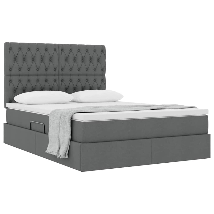 Opslag bed met matras Donkergrijs 140 x 190 cm Nep Leer
