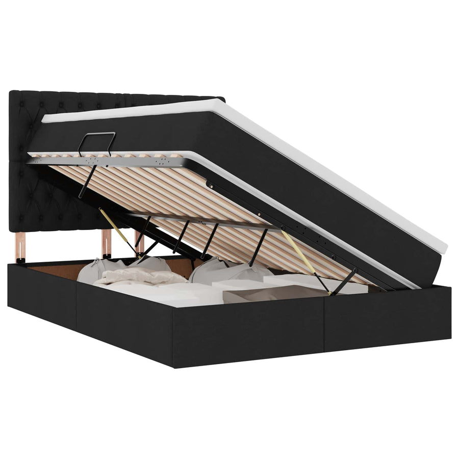 Opslag bed met matras met opslag Zwart 140 x 190 cm Nep Leer