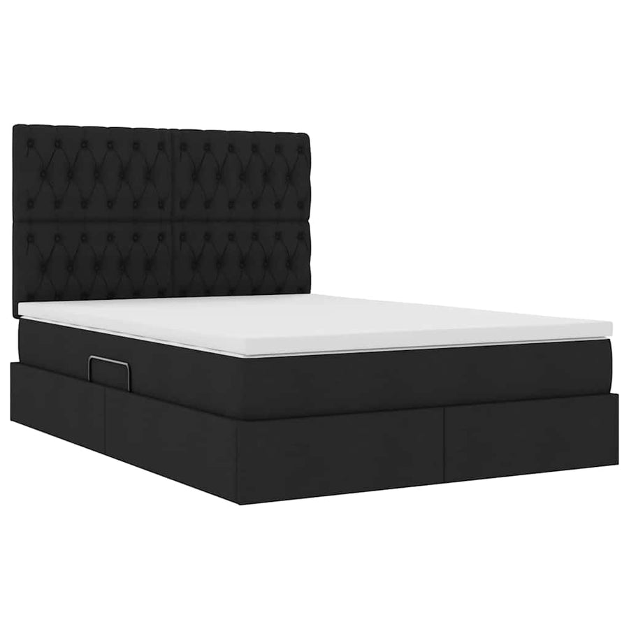 Opslag bed met matras met opslag Zwart 140 x 190 cm Nep Leer