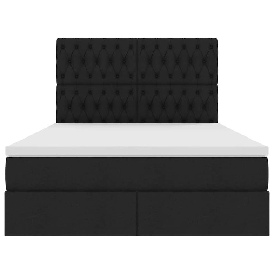 Opslag bed met matras met opslag Zwart 140 x 190 cm Nep Leer