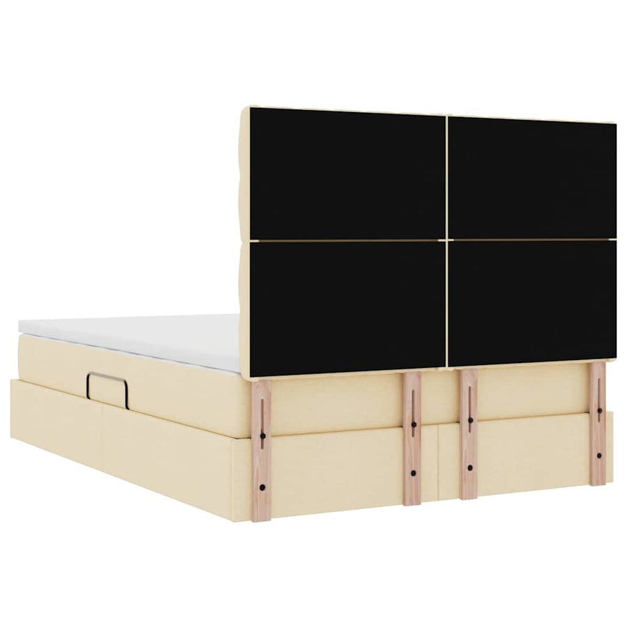Opslag bed met matras met opslag Crème 140 x 190 cm Nep Leer