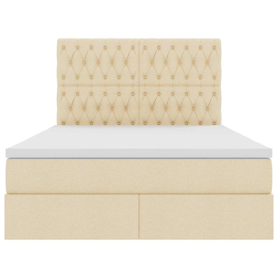 Opslag bed met matras met opslag Crème 140 x 190 cm Nep Leer