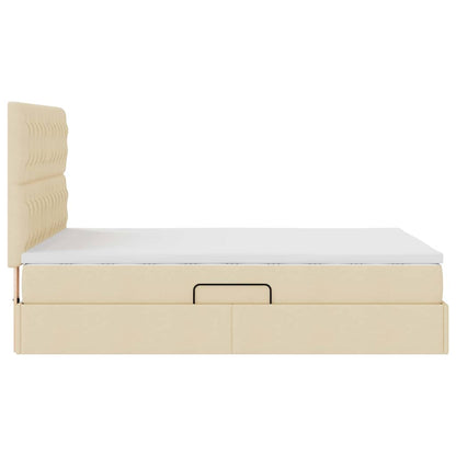 Opslag bed met matras met opslag Crème 140 x 190 cm Nep Leer