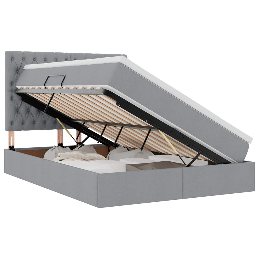 Opslag bed met matras Lichtgrijs 140 x 200 cm Nep Leer