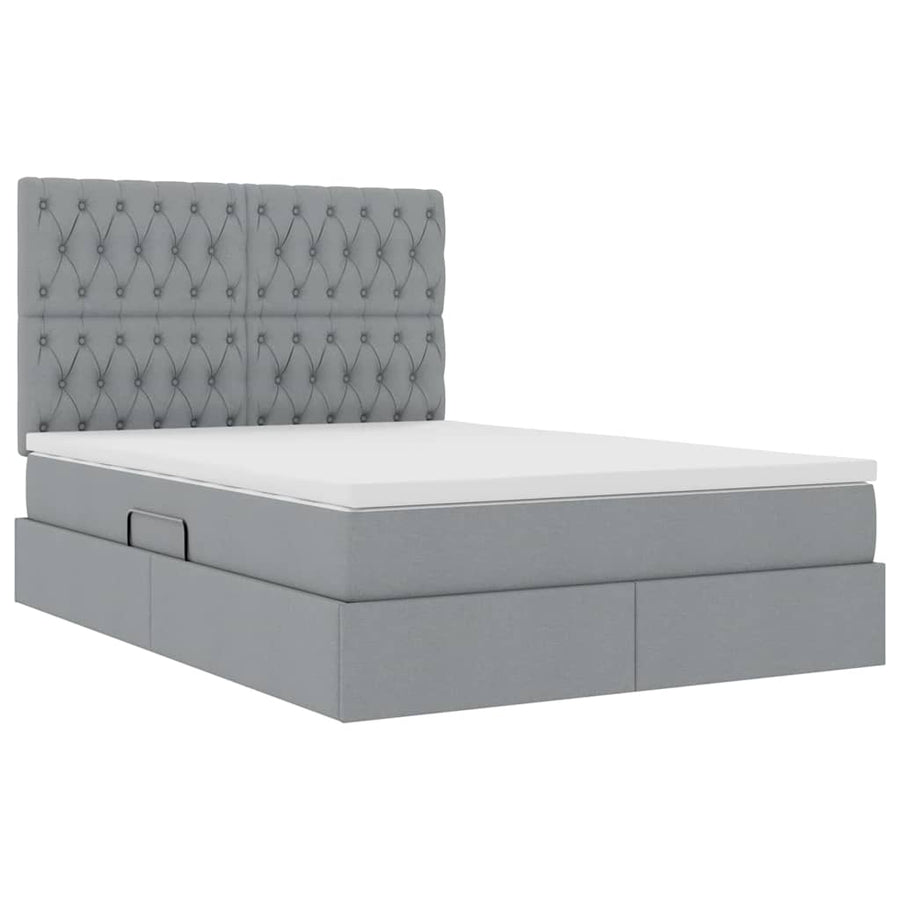 Opslag bed met matras Lichtgrijs 140 x 200 cm Nep Leer