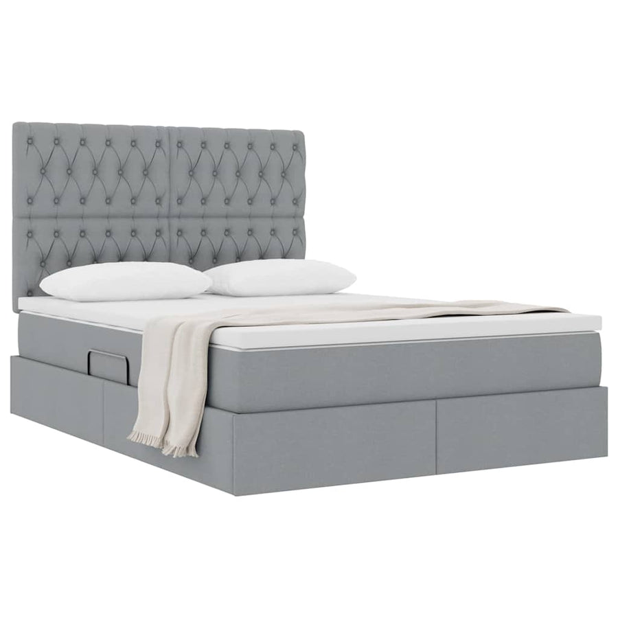 Opslag bed met matras Lichtgrijs 140 x 200 cm Nep Leer