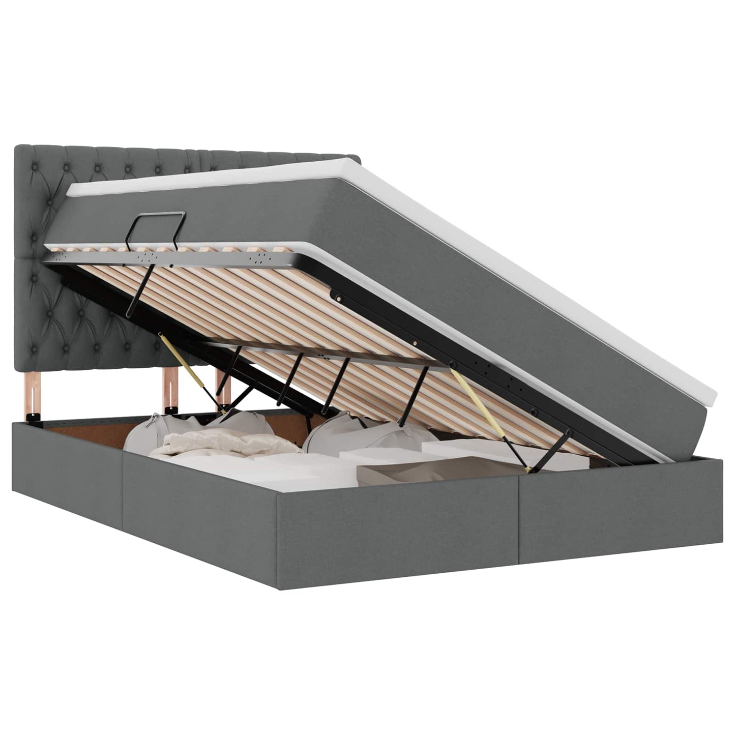 Opslag Bed Met Matras Polyester Donkergrijs 140 x 200 cm Geborduurd ontwerp