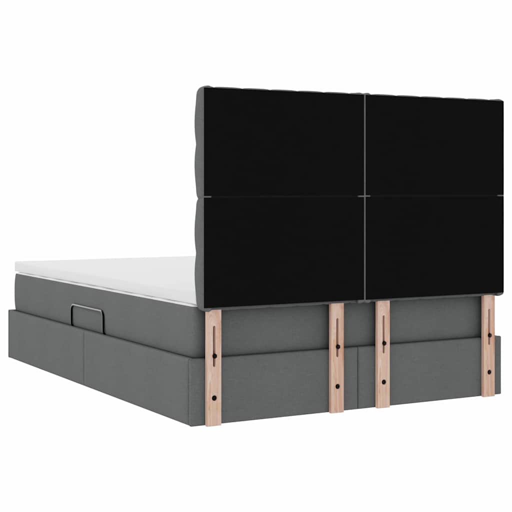 Opslag Bed Met Matras Polyester Donkergrijs 140 x 200 cm Geborduurd ontwerp