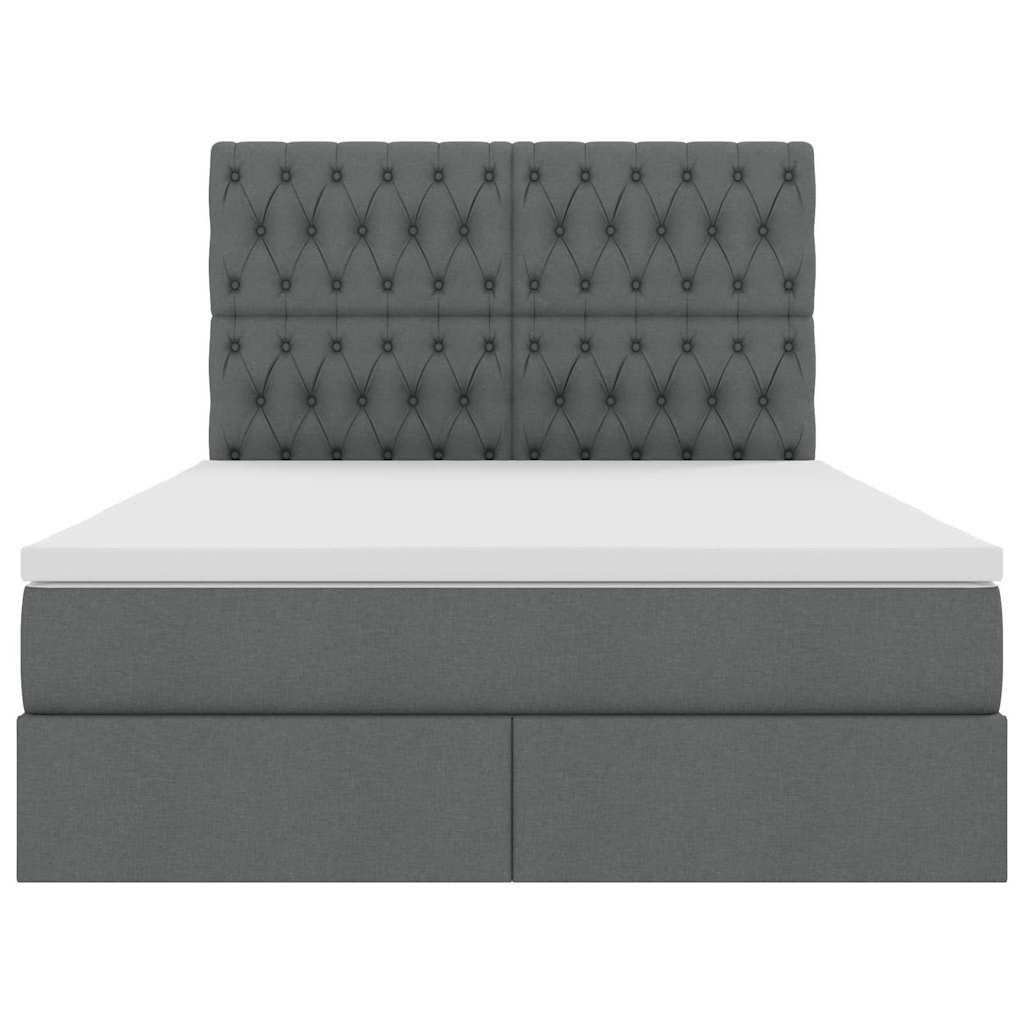 Opslag Bed Met Matras Polyester Donkergrijs 140 x 200 cm Geborduurd ontwerp