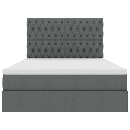 Opslag Bed Met Matras Polyester Donkergrijs 140 x 200 cm Geborduurd ontwerp
