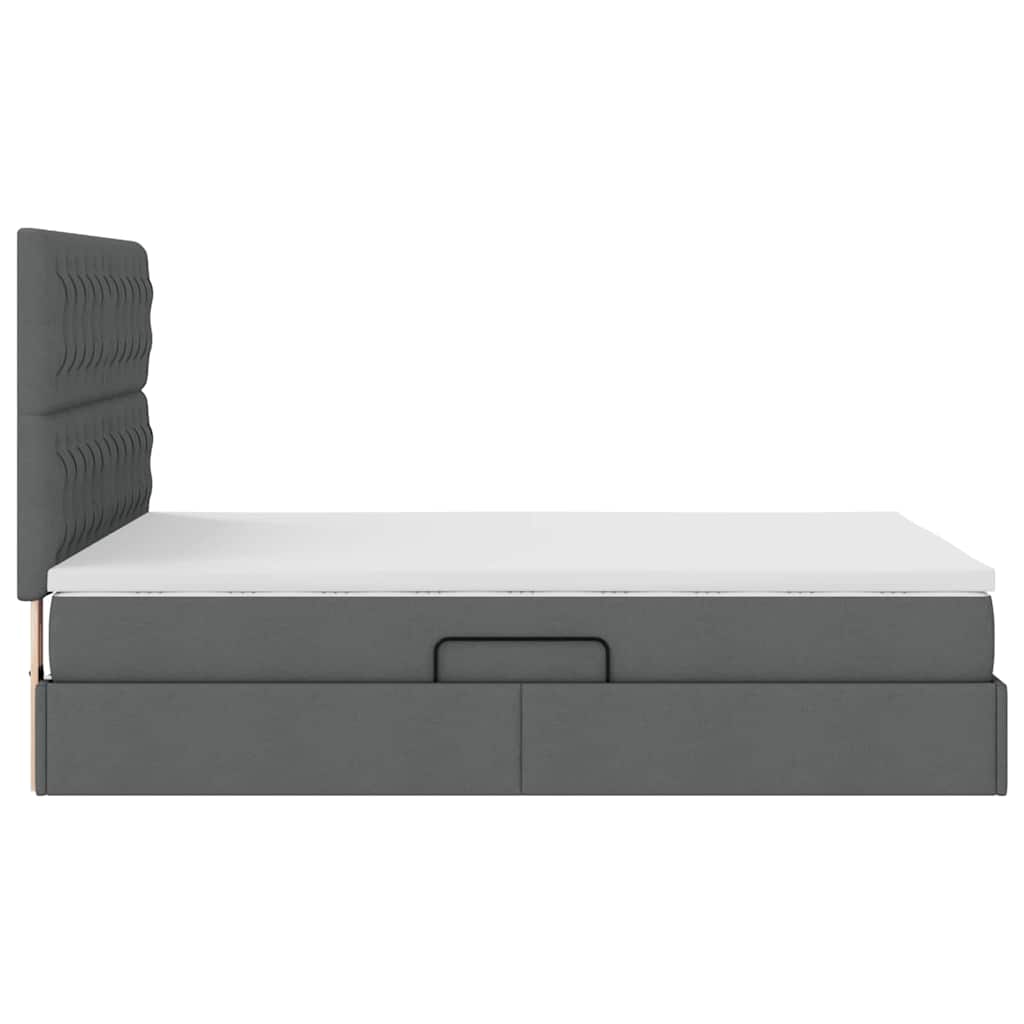 Opslag Bed Met Matras Polyester Donkergrijs 140 x 200 cm Geborduurd ontwerp