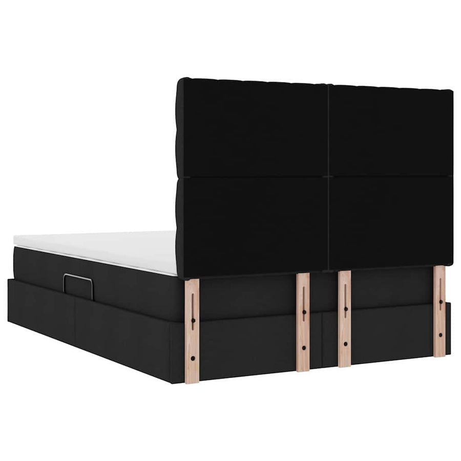 Opslag bed met matras met opslag Zwart 140 x 200 cm Nep Leer