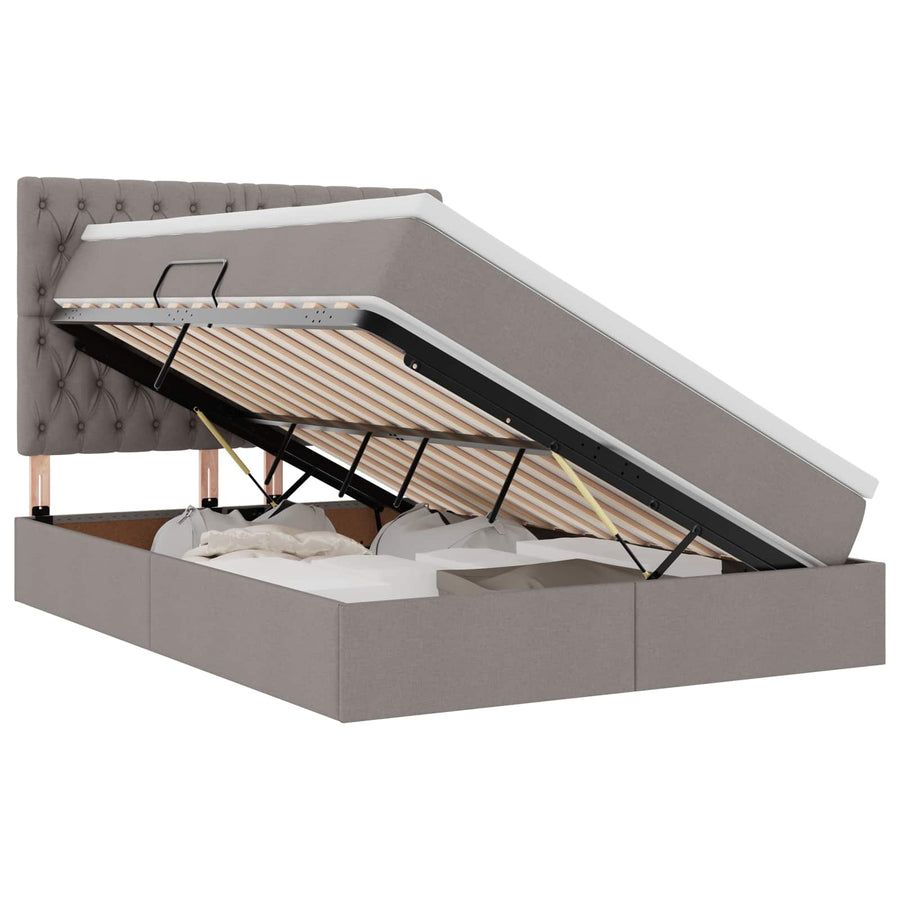 Opslag bed met matras met opslag Taupe 140 x 200 cm Nep Leer