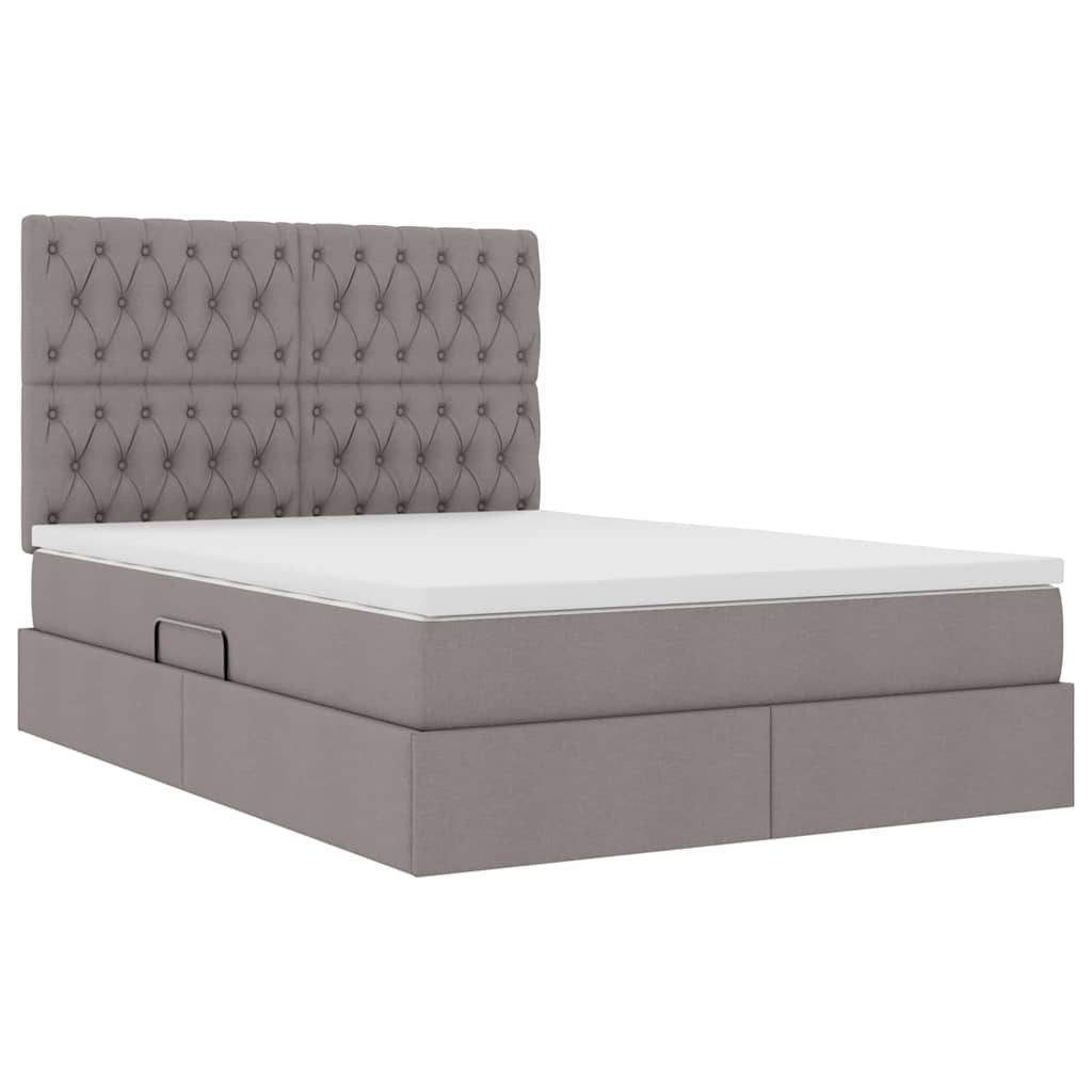 Opslag bed met matras met opslag Taupe 140 x 200 cm Nep Leer
