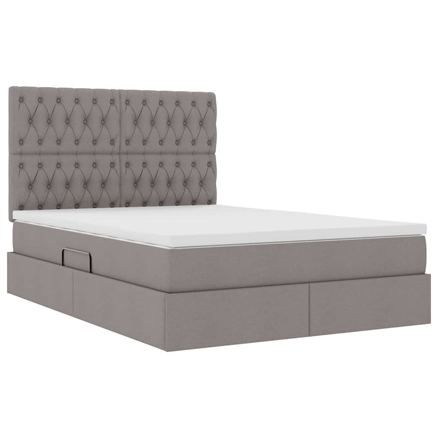 Opslag bed met matras met opslag Taupe 140 x 200 cm Nep Leer
