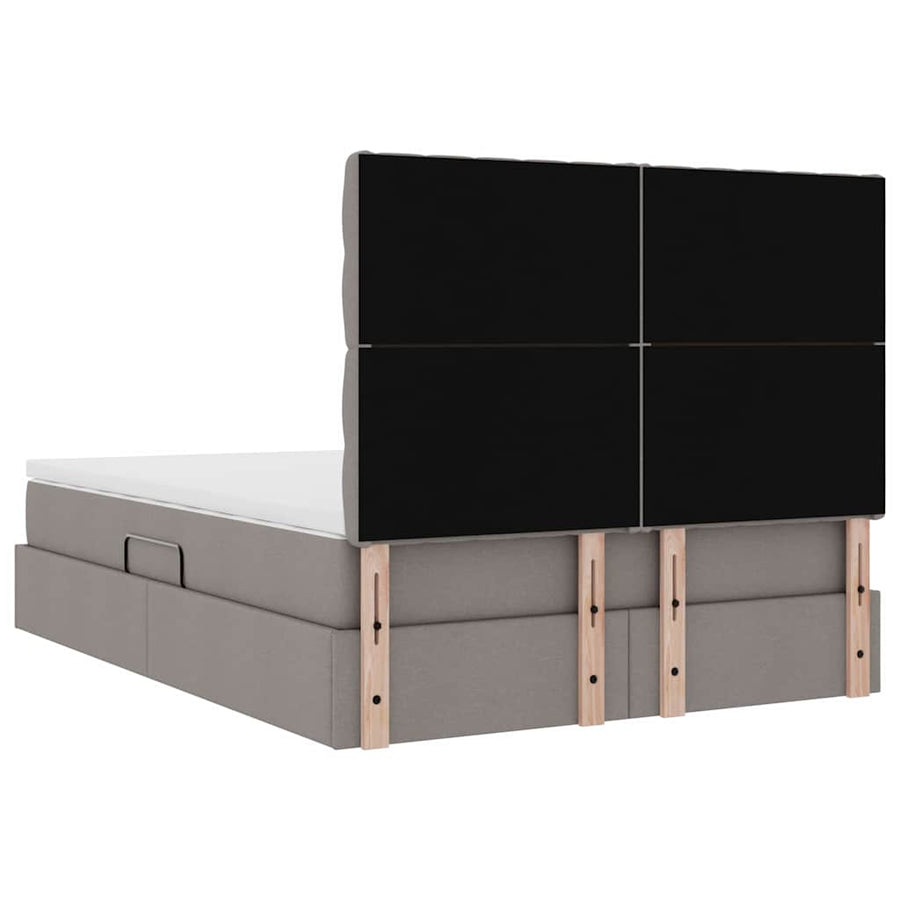 Opslag bed met matras met opslag Taupe 140 x 200 cm Nep Leer