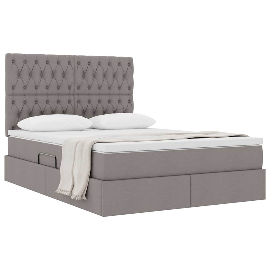 Opslag bed met matras met opslag Taupe 140 x 200 cm Nep Leer