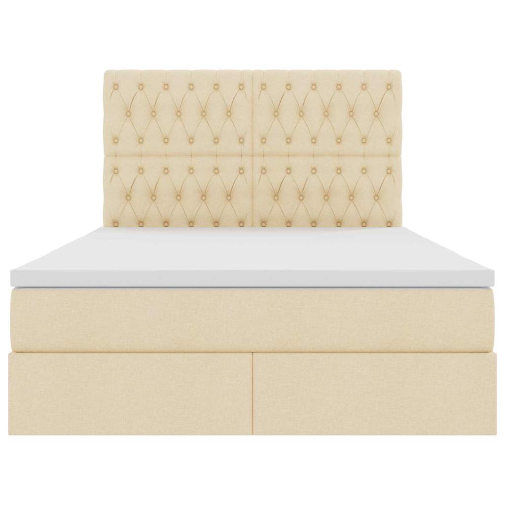 Opslag bed met matras met opslag Crème 140 x 200 cm Nep Leer
