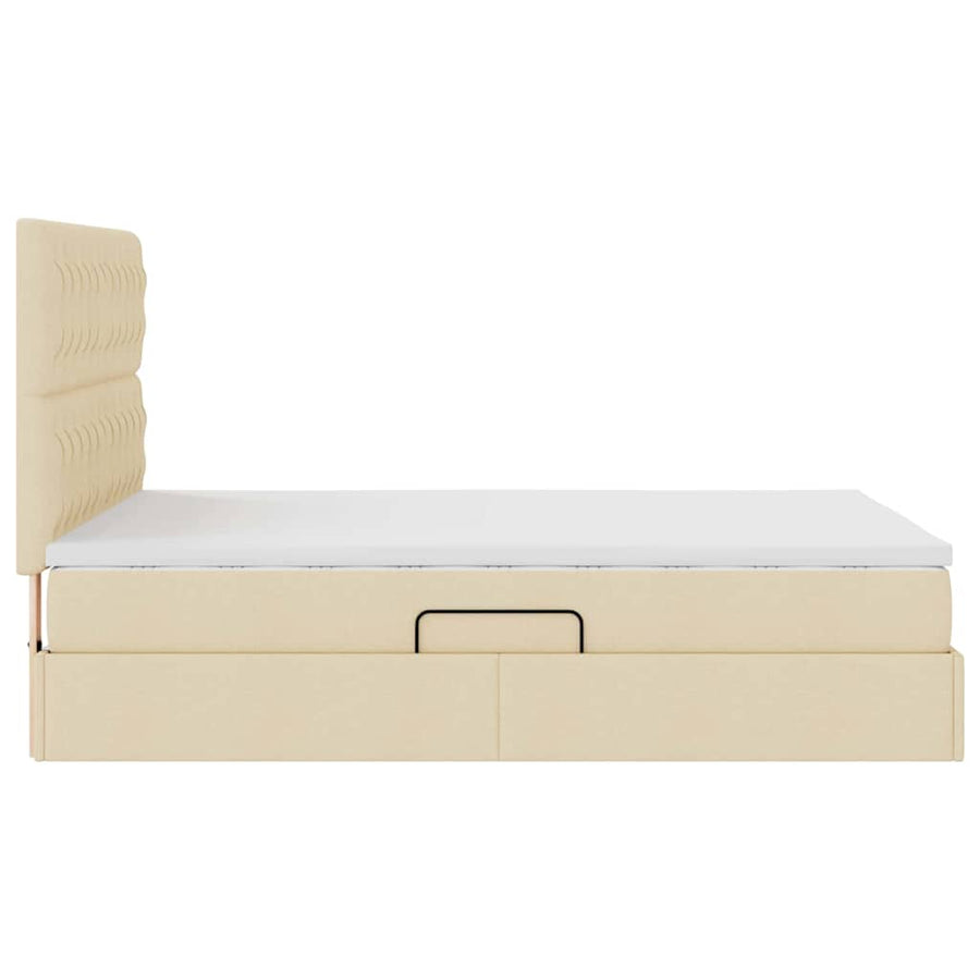 Opslag bed met matras met opslag Crème 140 x 200 cm Nep Leer