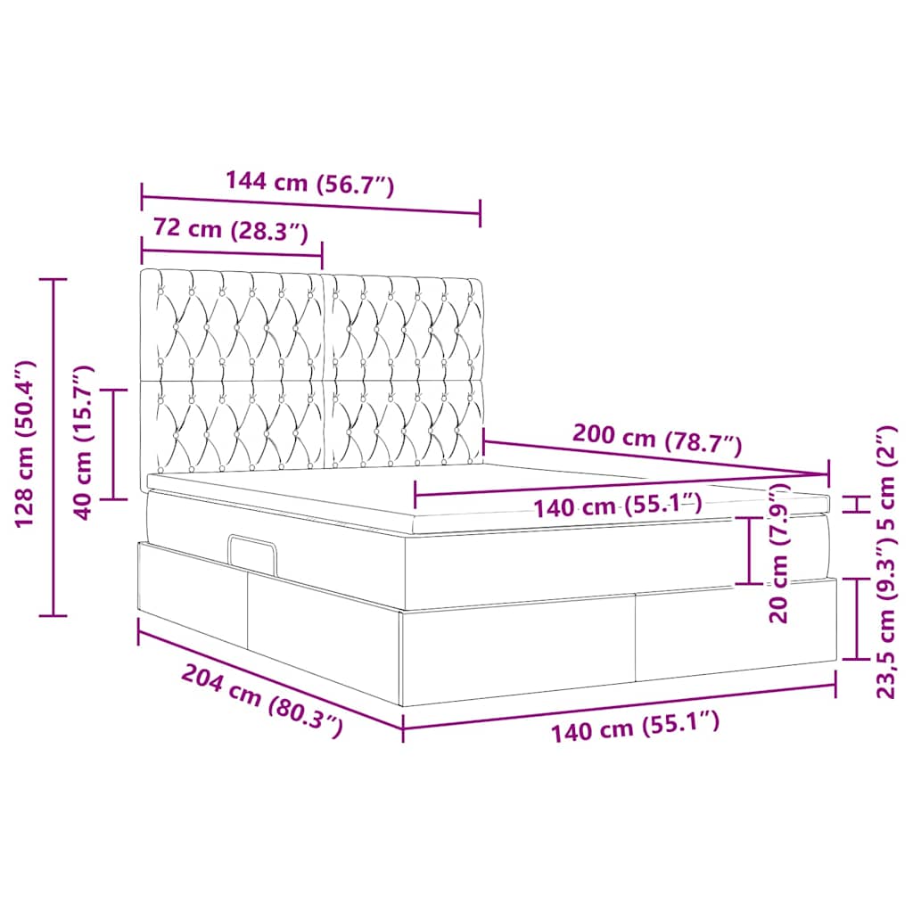 Opslag bed met matras met opslag Crème 140 x 200 cm Nep Leer